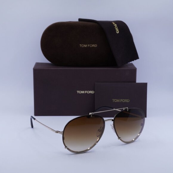 Tom Ford Dickon FT0527 28F Aviator Sunglasses - Gold/Brown - Picture 1 of 9